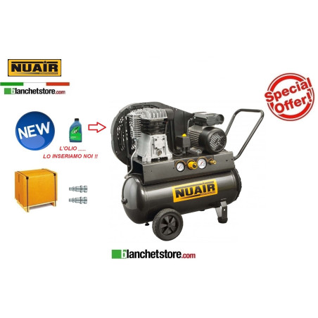 NUAIR B2800/B/2M/50 TECH-2HP TWIN-CYLINDER ELECTRIC COMPRESSOR 50LT 220VOLT PROFESSIONAL