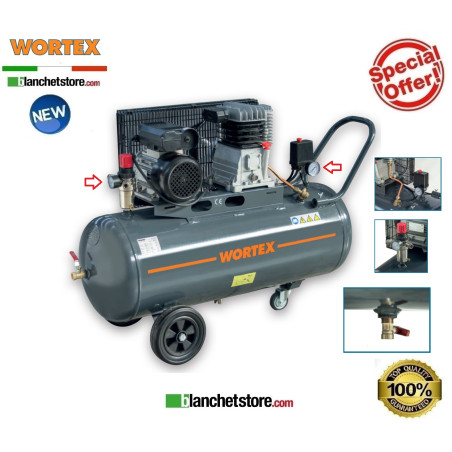 Compresseur electrique Wortex LDM 100/3008 100LT 220Volt 2HP