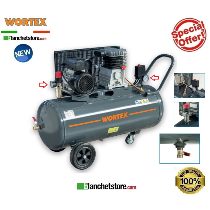 Compresseur electrique Wortex LDM 100/3008 100LT 220Volt 2HP Compresseur electrique Wortex LDM 100/3008 100LT 220Volt 2HP