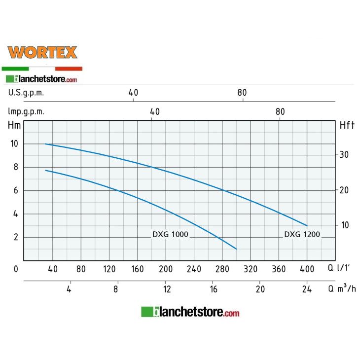 Pompe électrique pompe Wortex DXG 1200 Eaux chargees 1400W 220 v